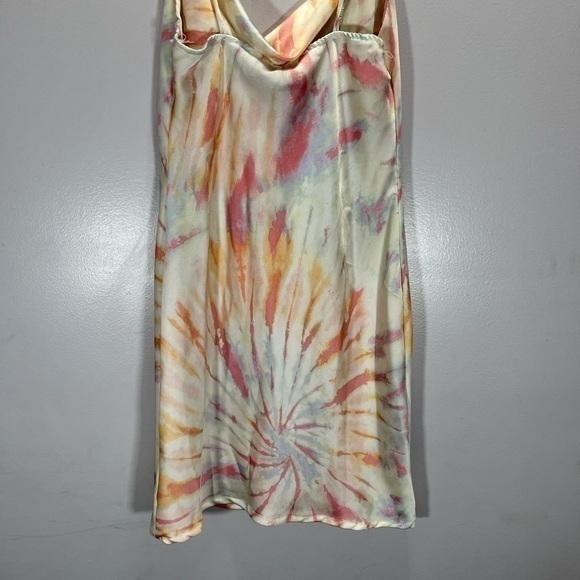 Rue 21 Women’s Pastel Pink Blue Tie Dye Print Satin Mini Slip Dress - Picture 10 of 11